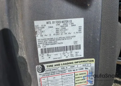 2009 Ford F-150 Xl/Xlt from USA, damaged, VIN 1FTRW12869KC78370